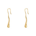 Gold Irregular Long Teardrop Wave Fishhook Drop Earrings view 5