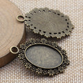 Daisy Oval Cabochon Tray In Antique Bronze And Antique Silver For Jewelry Making view 4