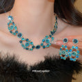 Crystal Round Teardrop Openwork Drop Earrings And Necklaces view 2