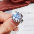 Silver Tone Square Crystal Halo Statement Ring Jewelry view 3