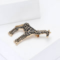 Black Enamel Giraffe Brooch with Gold Tone Frame for Jackets and Scarves view 2
