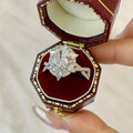 Round Floral Cluster Halo Ring In Polished Silver Tone view 3