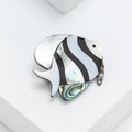 Black Stripe Shell Effect Angelfish Brooch in Silver Tone view 3