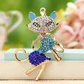 Long Tail Jeweled Fox Keychains in Fuchsia and Blue with Unlisted Fox Images view 1