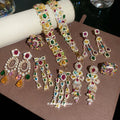 Multicolor Crystal Court Style Earrings Rings Bracelet view 4