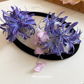 Purple Spider Lily Flower Hair Claw With Pink Petal Chain Tassels view 2
