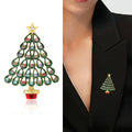 Green Enamel Christmas Tree Brooch With Red Pot and Gold Star view 2