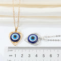 Heart Outline Blue Evil Eye Pendant Necklaces in Two Finishes view 2