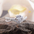 Silver Tone Double Band Triangle Center Clear Stone Ring view 4