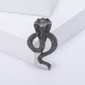Textured Alloy Cobra Snake Rhinestone Brooch Pin Four Colors view 5