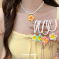 Plumeria Flower Cord Pendant Necklaces Five Color Styles view 1