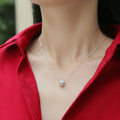 Silver Tone Rectangular Pave Crystal Pendant Necklace view 3