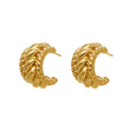 Twisted Link C Hoop Stud Earrings in Gold and Silver Tone view 5