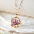 Gold Wavy Frame Resin Dried Flower Pendant Necklaces 7 Styles view 12