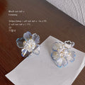 Clear Glass Petal Flower Stud Earrings with Crystal view 3