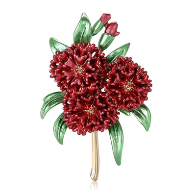 Hydrangea Flower Brooch front view on a plain background