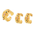 Hammered C Hoop Earrings Open Cuff Ring Multicolor Zircon view 5