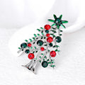 Green Silver Tone Christmas Tree Crystal Two Designs Metal Brooch Pin view 4