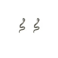 Silver Tone Wavy Squiggle Abstract Stud Earrings For Women view 5