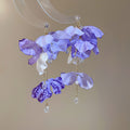 Purple Fabric Flower Butterfly Drop Earrings with Reflective Details view 6