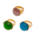 Large Oval Cat Eye Stone Rings Green Blue Gray Gold view 5