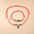 Christmas Red Cord Necklace Bracelet Sets Tree Santa Bell view 7