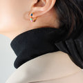 Gold Multicolor Enamel Segment Hoop Huggie Earrings view 4