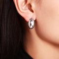 Gold Polished Egg-Shaped Oval Smooth Hoop Earrings view 2