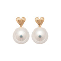 Gold Tone Heart Stud Earrings with Gray Pearl Drops view 5