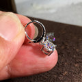 Round Crystal Huggie Drop Earrings in Silver Tone with Clear Crystal Details view 3