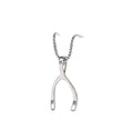 Minimal Wishbone Pendant Necklace In Polished Silver Tone view 4