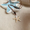 Brown Cord Cream Starfish Pendant Necklace Wood Bead view 6