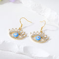 Gold Tone Crystal Lash Enamel Evil Eye Hook Earrings in Five Colors view 3