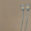 Pearl Cluster Ribbon Bow Hair Clips Long Tails Purple Blue view 4