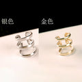 Gold and Silver Triple Open Band U-Shaped Ear Cuffs view 4