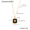 Black Enamel Star Square Pendant Satellite Necklace view 7