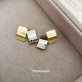 Two Tone Geometric Front Back Stud Earrings Fashion Jewelry for Women view 3