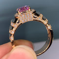 Rose Gold Pink Emerald Cut Wide Pave Band Ring Alloy view 4