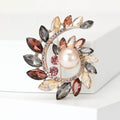 Crystal Leaf Wreath Brooch with Central Pearl for Jackets and Scarves view 5