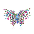 Pink Silver Tone Butterfly Crystal Metal Brooch Pin view 1