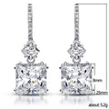 Silver Tone Square Clear Stone Bar Drop Earrings Jewelry view 5