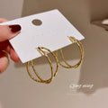 Gold Tone Twisted Double Hoop Earrings Fashion Jewelry Accessories view 2