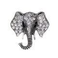 Black Silver Tone Elephant Crystal Two Designs Metal Brooch Pin view 1