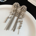 Silver Tone Beaded Chain Chandelier Earrings Fashion Jewelry view 6