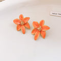 Colorful Enamel Flower Stud Earrings in Five Colors view 8