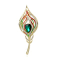 Red Green Gold Tone Peacock Two Designs Metal Brooch Pin view 1