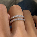 Double-Row Clear Stone Openwork Wide Ring Silver Tone view 3