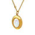 Oval Pendant Necklace Mother Of Pearl Shell Inlay Metal view 5