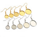 Round Bezel Fishhook Earring Findings in Gold and Silver Tones view 1