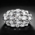Wide Baguette And Round Stone Cluster Ring In Blue Or Clear view 2